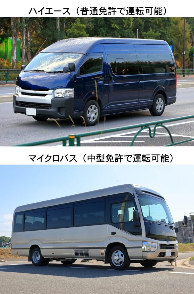 普通免許で乗れる車と中型免許で乗れる車の区別